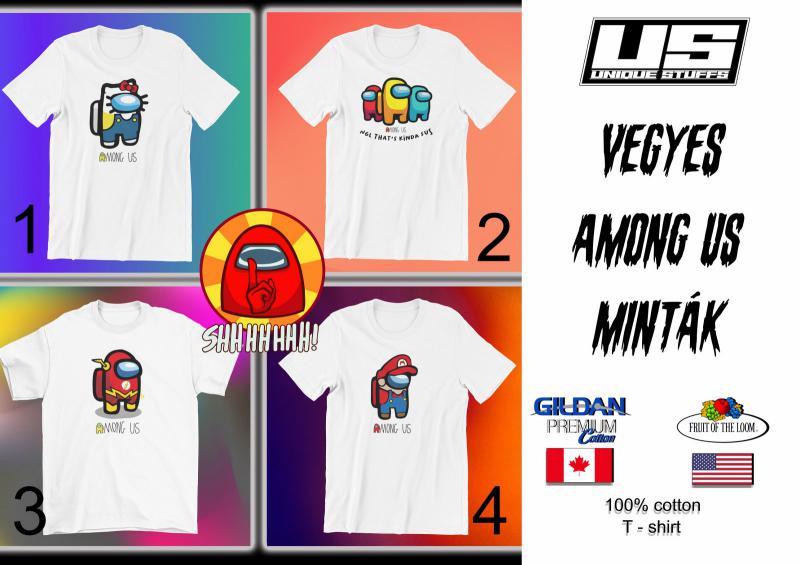 Among Us vegyes minták pólóra bögrére