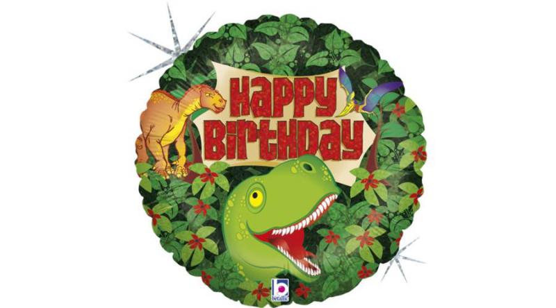 Dínós Happy birthday feliratú fólia lufi