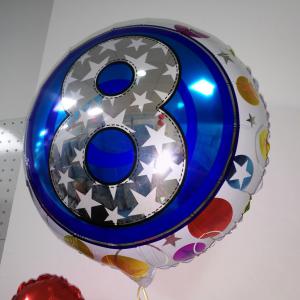 5-ös évszámos kerek  fólia lufi,kék , csillogós