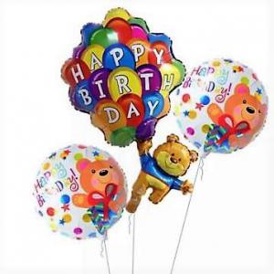 Macis csomagos kerek happy birthday feliratos  fólia lufi