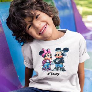 Modern Mickey és Minnie mintás póló