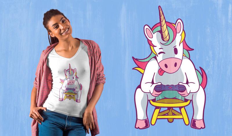 Gamer unikornis minta pólóra bögrére