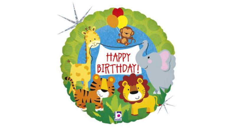 Happy birtday állatok fólia lufi