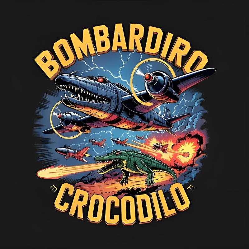 Italian Brainrot - Bombardiro Crocodilo mintás póló