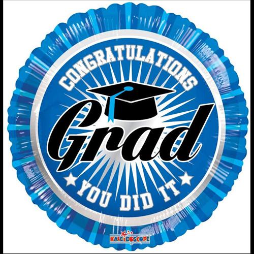 Kerek kék ballagási  fólia lufi