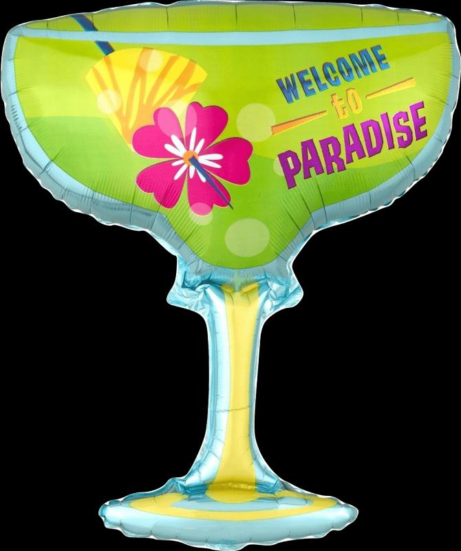 Koktélos pohár virágos fólia lufi