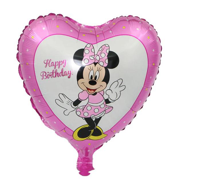 Minnie szives fólia lufi,rózsaszín,Happy Birthday feliratos,
