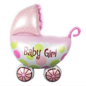 Babakocsi rózsaszín fólia lufi