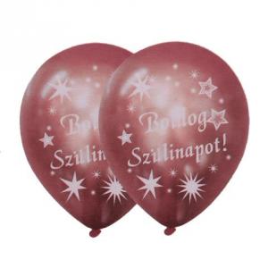 Boldog Születésnapot rosegold gumi lufi fehér felirattal