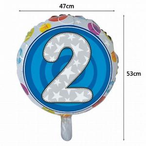 Évszámos 2 -es kerek fólia lufi kék ,csillogós