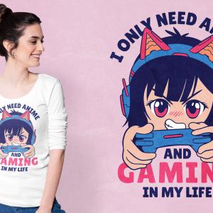 Gamer anime mintás póló