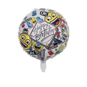 Gamer mintás kerek fólia lufi Happy Birthday felirattal