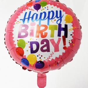Happy Birthday kerek pink fólia lufi