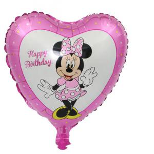 Minnie szives fólia lufi,rózsaszín,Happy Birthday feliratos,