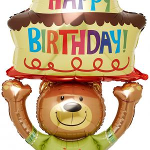 Óriási maci tortával születésnapi fólia lufi