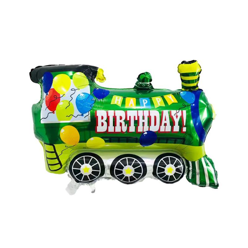 Vonat zöld Birthday felirattal.