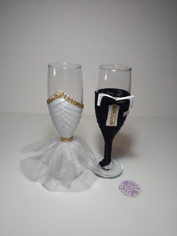 Esküvői pezsgőspohár, arany
