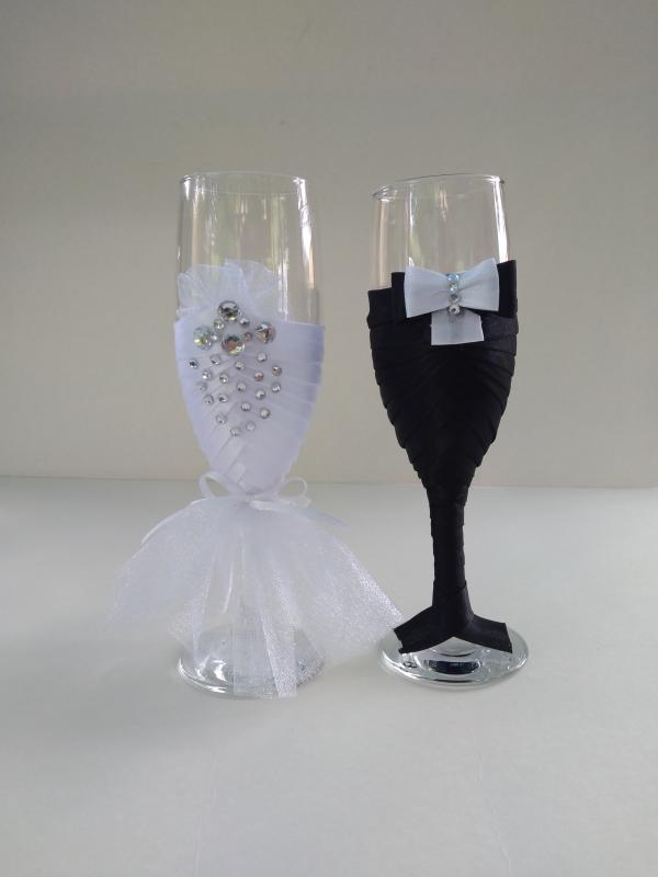 Esküvői pohár pár, csupa csillogás