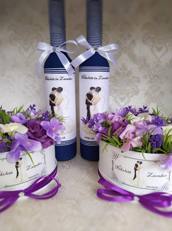 Esküvőre köszönet ajándék, kék-lila 2