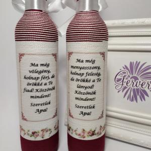 Bordó szülőköszöntő pálinkás üveg