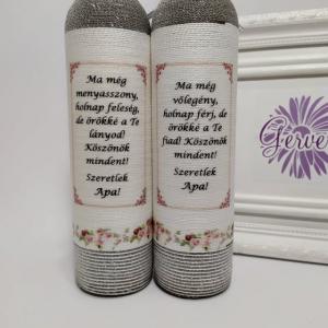 Ezüst szülőköszönző pálinkás üveg