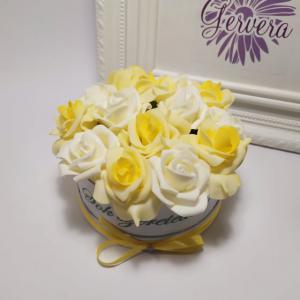 Feliratos mini box ekrü-sárga