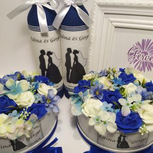 Kék esküvői szett, köszönő ajándék, édesanyának, édesapának