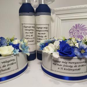 Kék esküvői szett, köszönő ajándék, édesanyának, édesapának