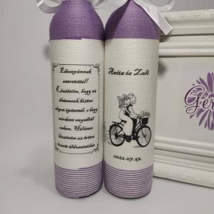 Lila szülőköszöntő pálinkás üveg
