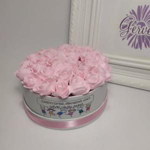 Mini virágbox, púderrózsaszín rózsa