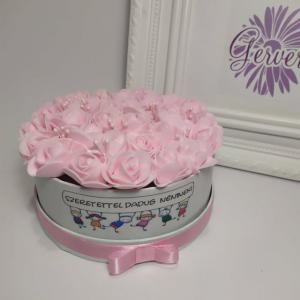 Mini virágbox, púderrózsaszín rózsa