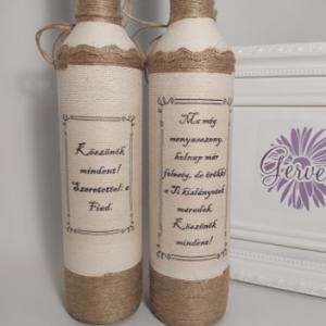 Pálinkás üveg, vintage, biciklis