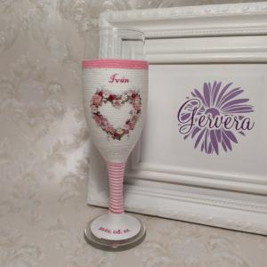 Pohár esküvőre, zsinórozott, névvel