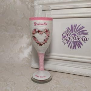 Pohár esküvőre, zsinórozott, névvel