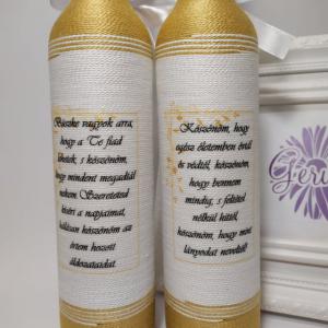 Szülőköszöntő pálinkás üveg, arany