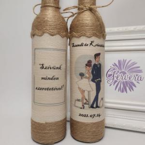 Szülőköszöntő pálinkás üveg, vintage