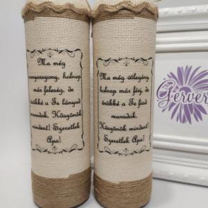 Szülőköszöntő pálinkásüveg édesapáknak,vintage-rózsaszín