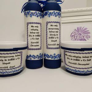 Szülőköszöntő szett, pálinkás üveg és kaspó