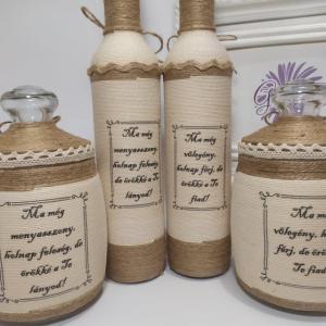 Szülőköszöntő szett vintage, tároló, pálinkás üveg