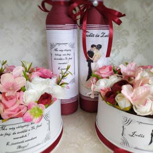 Zsinórozott szett esküvőre, szülőknek, bordó