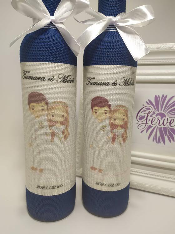 Pálinkás üveg pár édesapáknak, kék