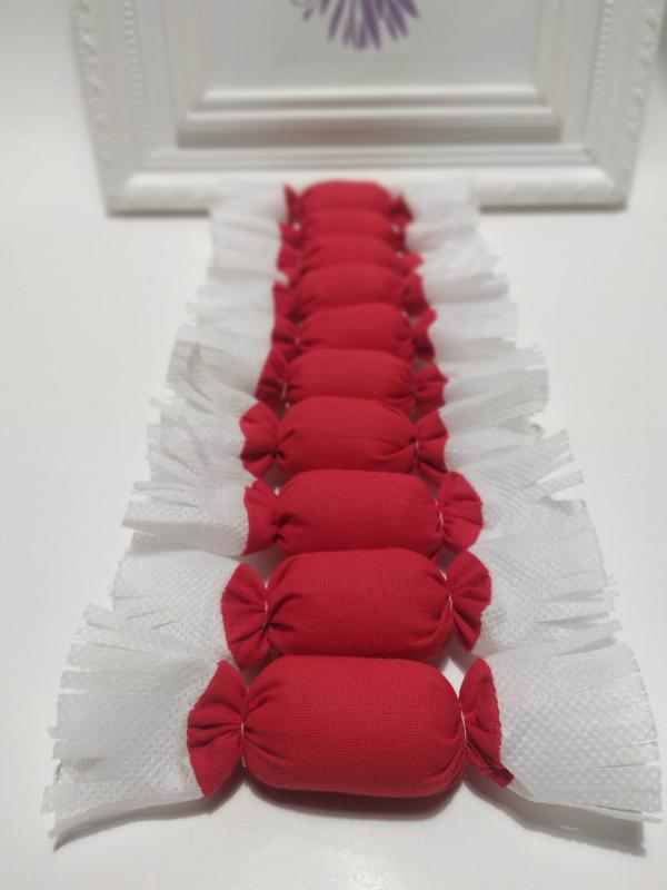 Retro textil szaloncukor, piros