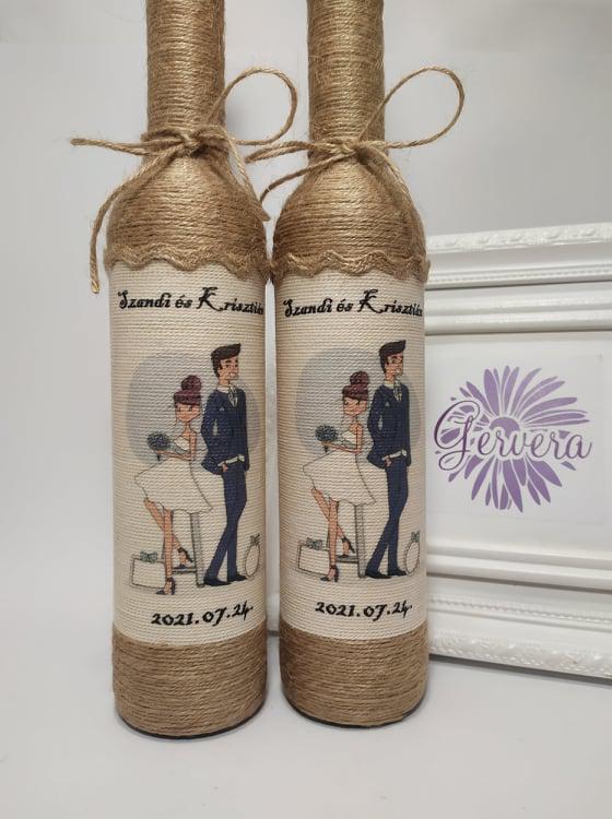 Szülőköszöntő pálinkás üveg, vintage