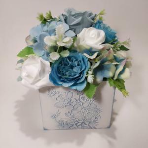 Asztaldísz, virágbox, ajándékba, esküvőre