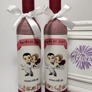 Bordó szülőköszöntő pálinkás üveg