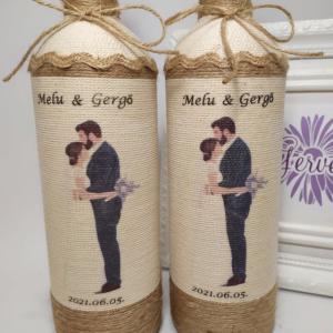 Boros üveg szülőköszöntő ajándék, vintage