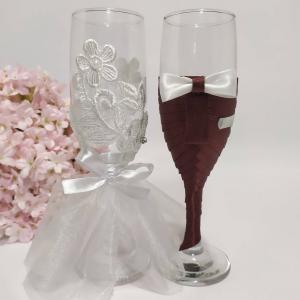 Csipke virágok, esküvői pohár