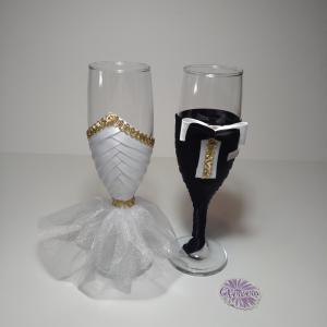 Esküvői pezsgőspohár, arany