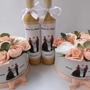 Esküvőre köszönet ajándék, arany, barack, szívesen