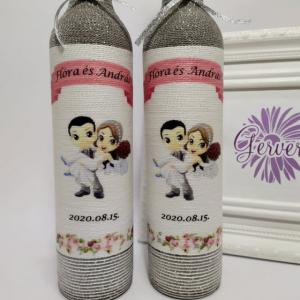 Ezüst szülőköszönző pálinkás üveg